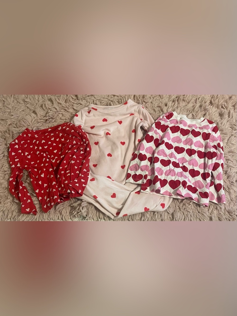 Toddler Girl 2T Heart Print Tops & PJ Bundle – Valentine's